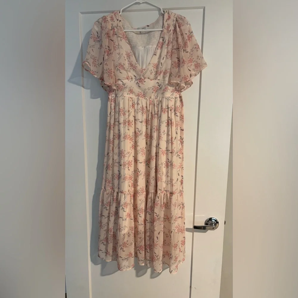 Baltic Born Cream Floral Midi Dress with Pink Accents - Picture 2 of 5